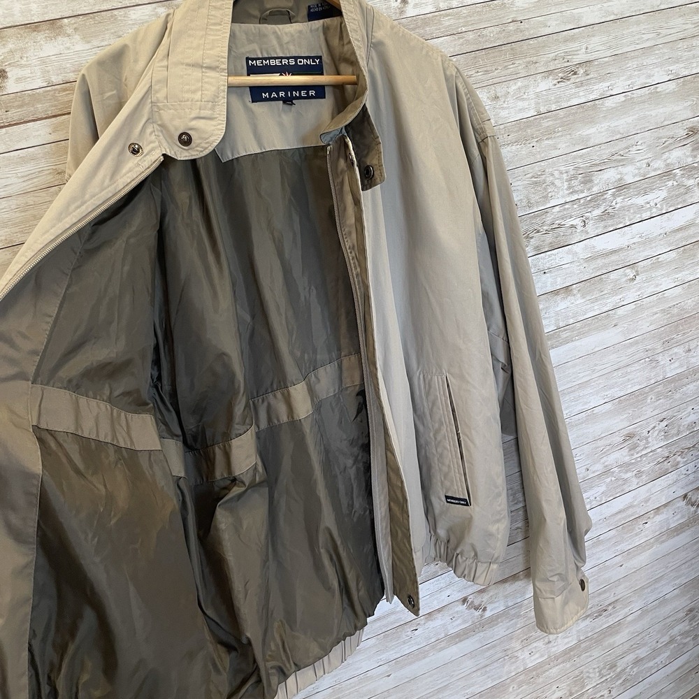Vintage Members Only Mariner Mens 2X Jacket‎ Beige Full Zip Lined Windbreaker - Picture 3 of 16